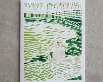 A2 Card Swan Family (SKU: BGC009)