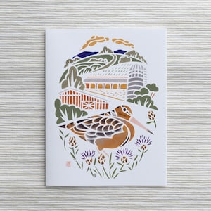 Carte A2 : bécasse d'Amérique dans le parc Roeliff Jansen, Hillsdale, comté de Columbia / art du nord de l'État de New York / art d'oiseau / cadeau pour ornithologue amateur