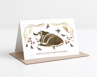 A7 Card - Cow (Invasive plant pigment art)