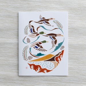 A2 Karte: Stockente über Stissing Mountain / Upstate New York Kunst / Vogelkunst / Geschenk für Vogelbeobachter / Vögel im Nordosten
