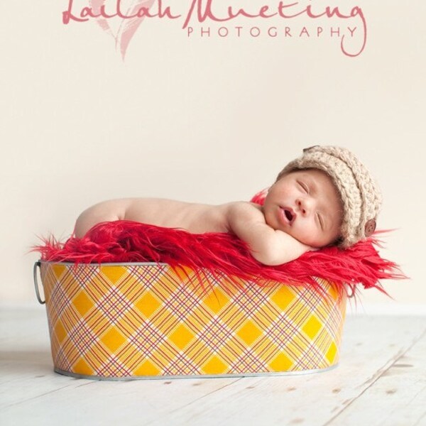 Tan Newborn Newsboy Hat- Photography Prop