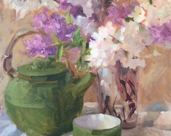 commission a still life with your own sacred objects. impressionist floral