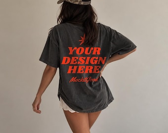 Comfort Colors 1717 Back Mockup, Pepper T-Shirt Mockup, Western Shirt Mockup, Oversized Tee Back View, CC1717 Mockup