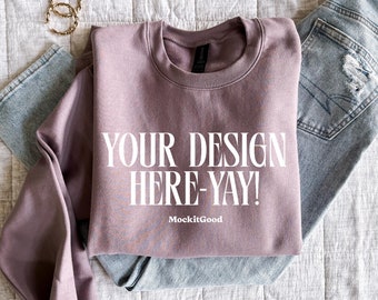 Gildan SF000 Paragon Sweatshirt Mockup Paragon SF000 Crewneck Mockup Real People Mockups Oversized Mockups POD Gildan Sweatshirt Mockups