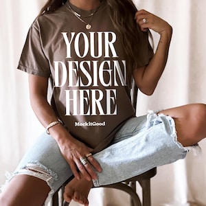 Comfort Colors Espresso C1717 T-Shirt Mockup Comfort Colors Brown Shirt Mockup C1717 Back Comfort Colors Mockups POD Mockups Printful Mockup