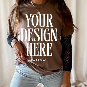 Comfort Colors Espresso C1717 T-Shirt Mockup Comfort Colors Brown Shirt Mockup C1717 Back Comfort Colors Mockups POD Mockups Printful Mockup