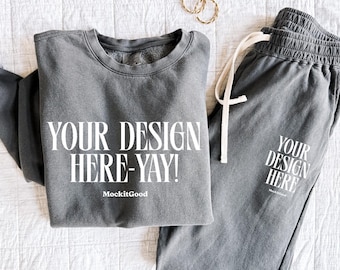 Comfort Colors 1469 Sweatpants Mockup Comfort Colors Pepper CC1469 Sweat Pants Mockup 1469 Oversized Mockups POD Mockups 1466 Pepper Mockups