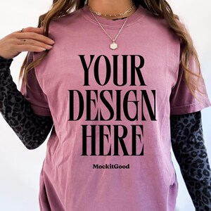 Comfort Colors C1717 Berry  T-Shirt Mockup Comfort Colors Berry T Shirt Mockup C1717 Back Comfort Colors Mockups POD Mockups Printful Mockup