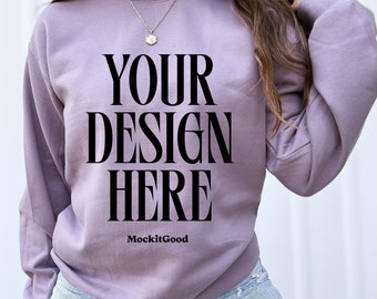 Gildan SF000 Paragon Sweatshirt Mockup Paragon SF000 Crewneck Mockup Real People Mockups Oversized Mockups POD Gildan Sweatshirt Mockups