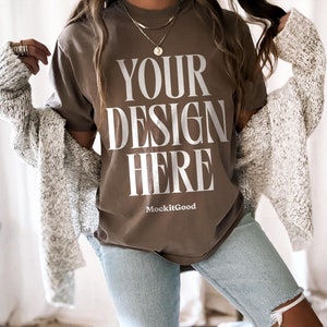 Comfort Colors Espresso C1717 T-Shirt Mockup Comfort Colors Brown Shirt Mockup C1717 Back Comfort Colors Mockups POD Mockups Printful Mockup