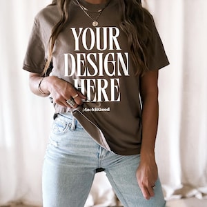 Comfort Colors Espresso C1717 T-Shirt Mockup Comfort Colors Brown Shirt Mockup C1717 Back Comfort Colors Mockups POD Mockups Printful Mockup