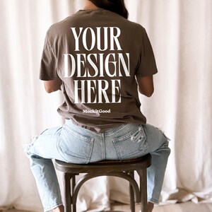 Comfort Colors Espresso C1717 T-Shirt Mockup Comfort Colors Brown Shirt Mockup C1717 Back Comfort Colors Mockups POD Mockups Printful Mockup
