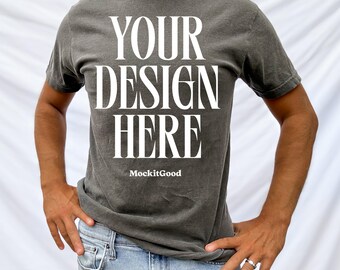 Mens Comfort Colors Mockup Pepper C1717 TShirt Mockup Comfort Colors Pepper Mens Mockup C1717 Back Comfort Colors Mockups Mens POD Mockups