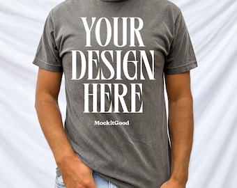 Mens Comfort Colors Mockup Pepper C1717 TShirt Mockup Comfort Colors Pepper Mens Mockup C1717 Back Comfort Colors Mockups Mens POD Mockups