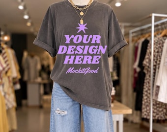Comfort Colors 1717 Pepper Mockup, Boutique Shirt Display, Oversized CC1717 T Shirt Mockup
