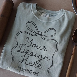 Comfort Colors 1717 Khaki Shirt Mockup Trendy Boho Model Mockups Khaki Flatlay 1717 T Shirt Mockup