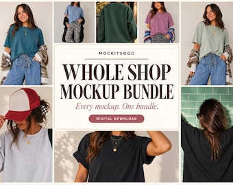 Whole Shop Mockup Bundle | Comfort Colors 1717, Gildan 18000 & Apparel Mockups | Digital Shop Collection