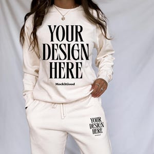 Ivory Comfort Colors 1469 Sweatpants Mockup Comfort Colors CC1469 Sweat Pants Mockup 1469 Oversized Mockups POD Mockups 1466 Mockups