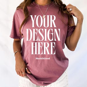 Berry Comfort Colors C1717 T-Shirt Mockup Comfort Colors Berry T Shirt Mockup C1717 Back Comfort Colors Mockups POD Mockups Printful Mockup