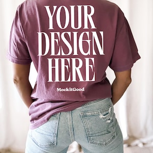 Berry Comfort Colors C1717 T-Shirt Mockup Comfort Colors Berry T Shirt Mockup C1717 Back Comfort Colors Mockups POD Mockups Printful Mockup