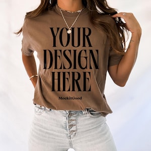 Espresso Comfort Colors C1717 T-Shirt Mockup Comfort Colors Espresso T Shirt Mockup C1717 Back Comfort Colors Mockup POD Mockups Real People