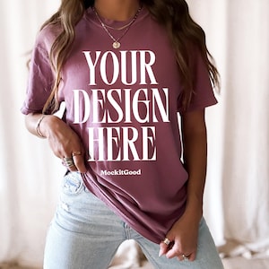 Berry Comfort Colors C1717 T-Shirt Mockup Comfort Colors Berry T Shirt Mockup C1717 Back Comfort Colors Mockups POD Mockups Printful Mockup