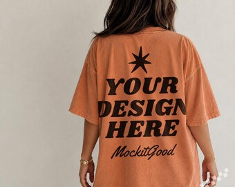 Comfort Colors Mockup, Yam CC1717 Shirt Mockup, Blank T-Shirt Back Mockup, POD Shirt Mockup, Oversized Female Tee