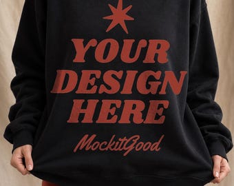 Gildan 18000 Mockup, Black Sweatshirt Mockup, Gildan 18000 Sweatshirt Mockup, Black Crewneck Mockup