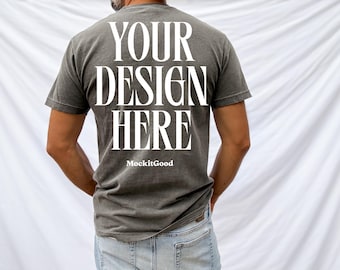 Mens Comfort Colors Mockup Pepper C1717 TShirt Mockup Comfort Colors Pepper Mens Mockup C1717 Back Comfort Colors Mockups Mens POD Mockups