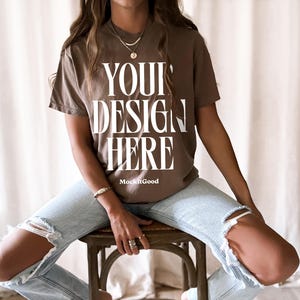 Comfort Colors Espresso C1717 T-Shirt Mockup Comfort Colors Brown Shirt Mockup C1717 Back Comfort Colors Mockups POD Mockups Printful Mockup