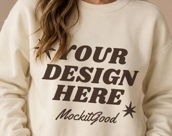 Comfort Colors 1566L Mockup, Ivory Sweatshirt Mockup, Comfort Colors Sweatshirt Mockup, Neutral Lifestyle POD Mockup
