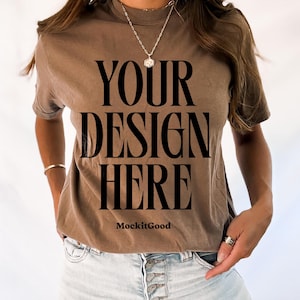Espresso Comfort Colors C1717 T-Shirt Mockup Comfort Colors Espresso T Shirt Mockup C1717 Back Comfort Colors Mockup POD Mockups Real People
