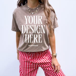 Comfort Colors Espresso C1717 T-Shirt Mockup Comfort Colors Brown Shirt Mockup C1717 Back Comfort Colors Mockups POD Mockups Printful Mockup