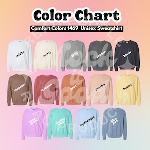 Comfort Colors 1466 Color Chart 1466 Sweatshirt Color Chart Comfort Colors Color Charts Mockup 1466  Comfort Colors Etsy Size Charts 1466