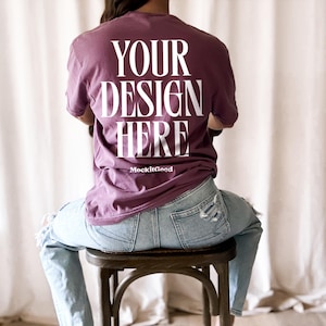 Berry Comfort Colors C1717 T-Shirt Mockup Comfort Colors Berry T Shirt Mockup C1717 Back Comfort Colors Mockups POD Mockups Printful Mockup