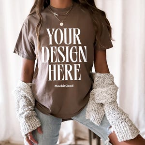 Comfort Colors Espresso C1717 T-Shirt Mockup Comfort Colors Brown Shirt Mockup C1717 Back Comfort Colors Mockups POD Mockups Printful Mockup