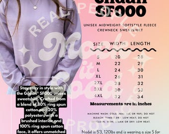 Gildan SF000 Size Chart Gildan Size Chart SF000 Sweatshirt Size Chart Gildan Size Charts Mockup SF000 Comfort Sweatshirts Size Charts