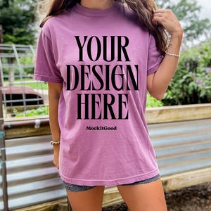 Berry Comfort Colors C1717 T-Shirt Mockup Comfort Colors Berry T Shirt Mockup C1717 Back Comfort Colors Mockups POD Mockups Printful Mockup
