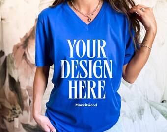 Bella Canvas 3005 T-Shirt Mockup Bella Canvas V Neck Shirt Mockup 3005 VNeck Bella Canvas Mockups POD Mockups Real People Mockups 3005 VNeck