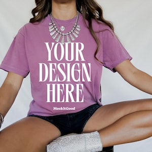 Berry Comfort Colors C1717 T-Shirt Mockup Comfort Colors Berry T Shirt Mockup C1717 Back Comfort Colors Mockups POD Mockups Printful Mockup