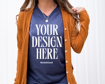 Bella Canvas 3005 T-Shirt Mockup Bella Canvas V Neck Shirt Mockup 3005 VNeck Bella Canvas Mockups POD Mockups Real People Mockups 3005 VNeck