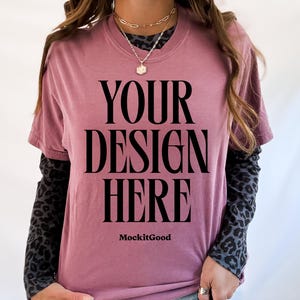 Berry Comfort Colors C1717 T-Shirt Mockup Comfort Colors Berry T Shirt Mockup C1717 Back Comfort Colors Mockups POD Mockups Printful Mockup