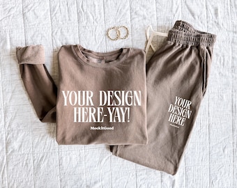 Comfort Colors 1469 Sweatpants Mockup Comfort Colors Espresso CC1469 Sweat Pants Mockup 1469 Oversized Mockups POD Mockups 1466 Mockups