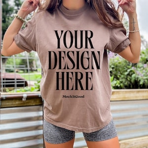 Espresso Comfort Colors C1717 T-Shirt Mockup Comfort Colors Espresso T Shirt Mockup C1717 Back Comfort Colors Mockup POD Mockups Real People