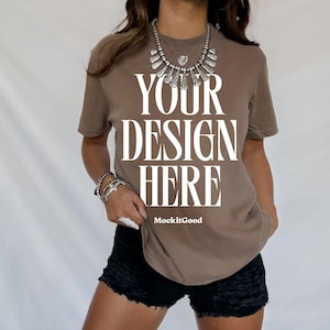 Espresso Comfort Colors C1717 T-Shirt Mockup Comfort Colors Espresso T Shirt Mockup C1717 Back Comfort Colors Mockup POD Mockups Real People