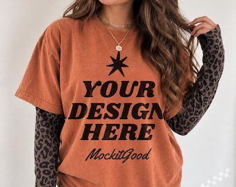 Comfort Colors 1717 Mockup, Yam Comfort Colors Shirt Mockup, Female Model T-Shirt Mockup, Boutique Graphic Tee Mockup