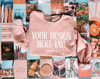 Comfort Colors 1466 Flat Lay Peachy Mockup 1466 Wanderlust Mockups Comfort Colors Sweatshirt Mockup POD Beach Mockup 1466 Boho Mockups