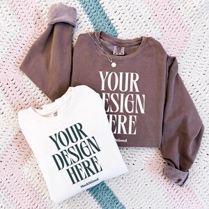 Comfort Colors 1466 Ivory Sweatshirt Mockup Comfort Colors Espresso 1466 Crewneck Mockup 1466 Oversized Mockups POD Real People Mockups
