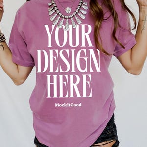 Berry Comfort Colors C1717 T-Shirt Mockup Comfort Colors Berry T Shirt Mockup C1717 Back Comfort Colors Mockups POD Mockups Printful Mockup