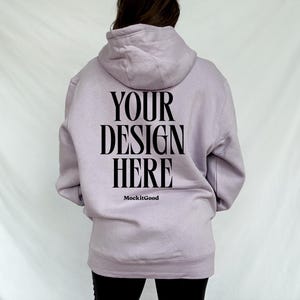 Lane Seven Mockup LS14001 Hoodie Lilac Pull Over Lane Seven 14001 Mockups Lane Seven Hoodie Mockups Real People POD Mockup Trendy Mockup